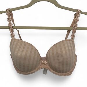 Marie Jo Tan Gingham Floral Embroidered Bra Size 34D